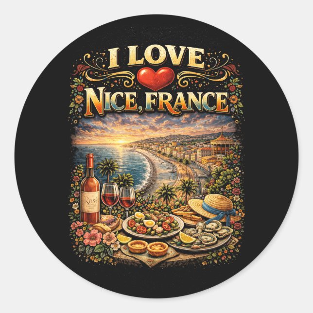 I Love Nice Runder Aufkleber (Vorderseite)