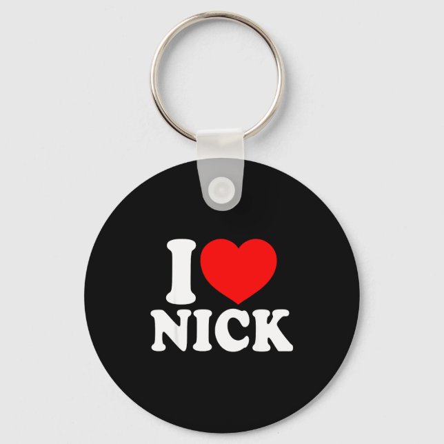I Love Nick, I Heart Nick Name, Red Heart Valentin Schlüsselanhänger (Vorderseite)