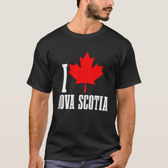I Love Nova Scotia Maple Leaf Canada Canadian Flag T-Shirt (Vorderseite)