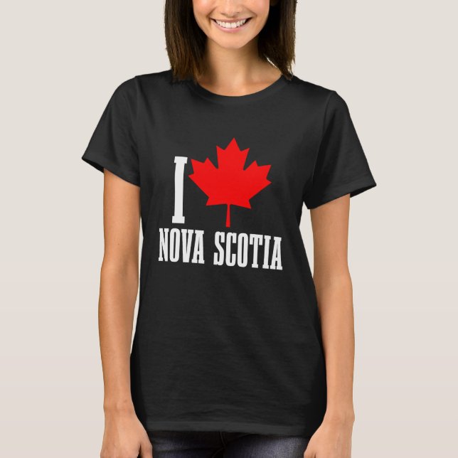 I Love Nova Scotia Maple Leaf Canada Canadian Flag T-Shirt (Vorderseite)
