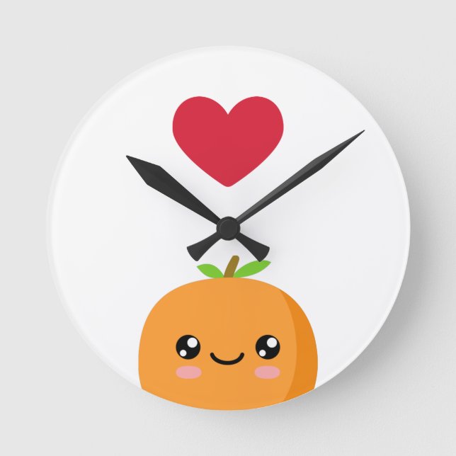 I love Orangen Runde Wanduhr (Vorderseite)