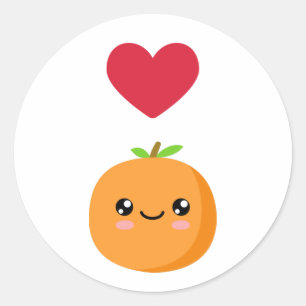 I love Orangen Runder Aufkleber