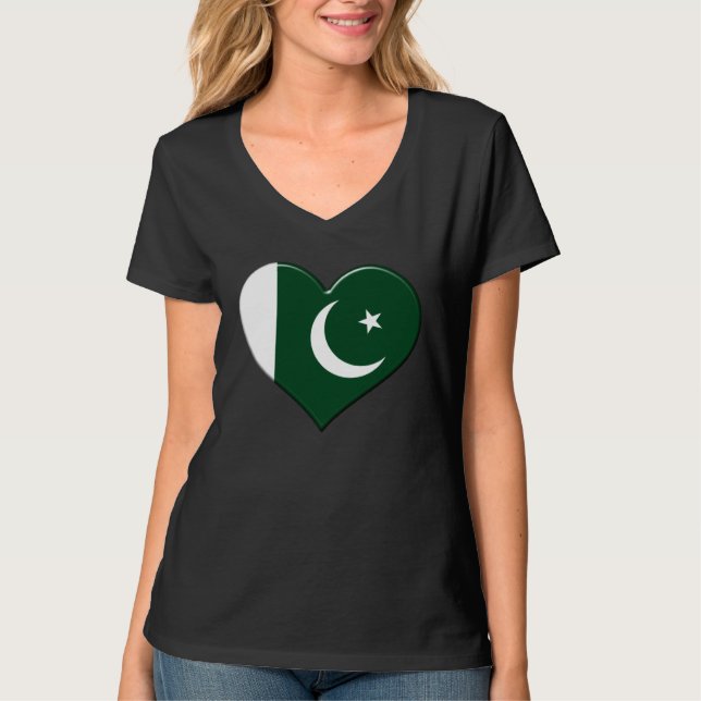 I love Pakistan National Flag Pride Heart T-Shirt (Vorderseite)