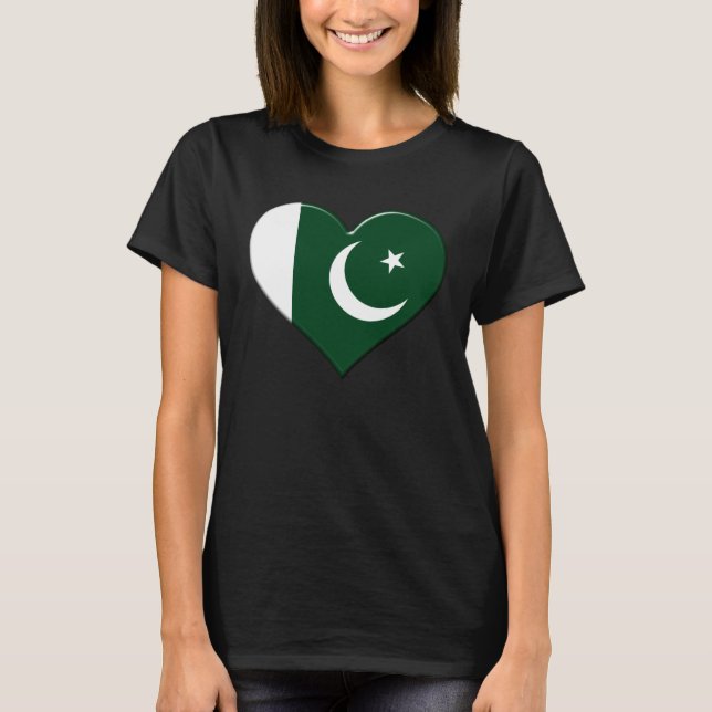 I love Pakistan National Flag Pride Heart T-Shirt (Vorderseite)