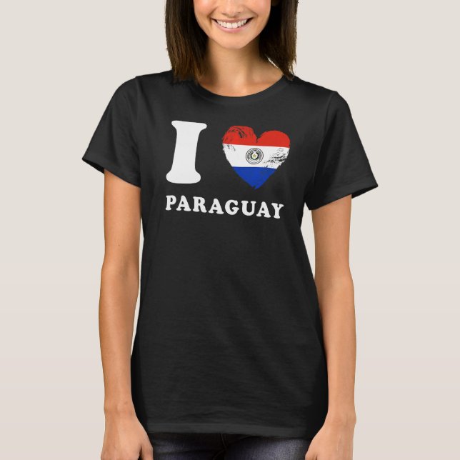 I Love Paraguay Heart Flag Paraguay T-Shirt (Vorderseite)