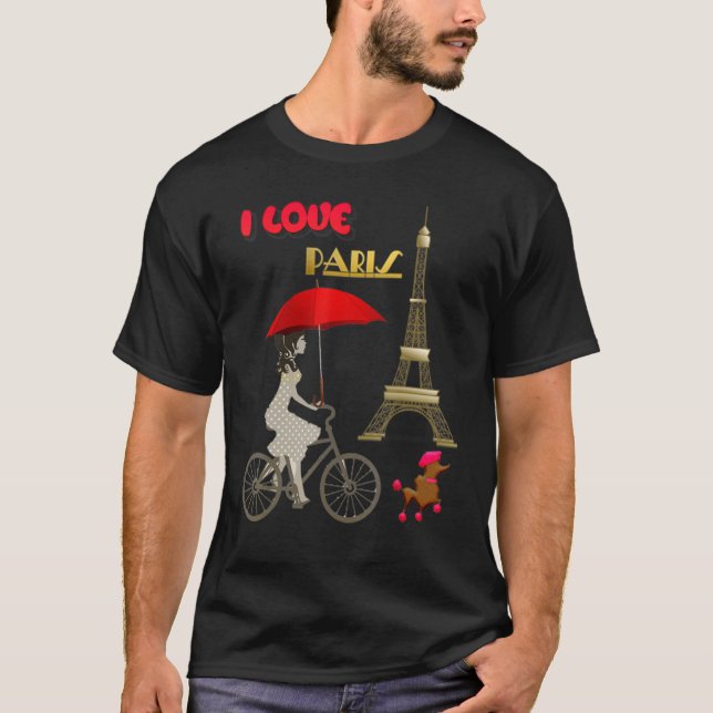 I Love Paris Eiffel Tower France  French Souvenir T-Shirt (Vorderseite)