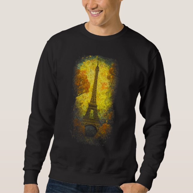 I Love Paris Eiffel Tower Painting France Sweatshirt (Vorderseite)