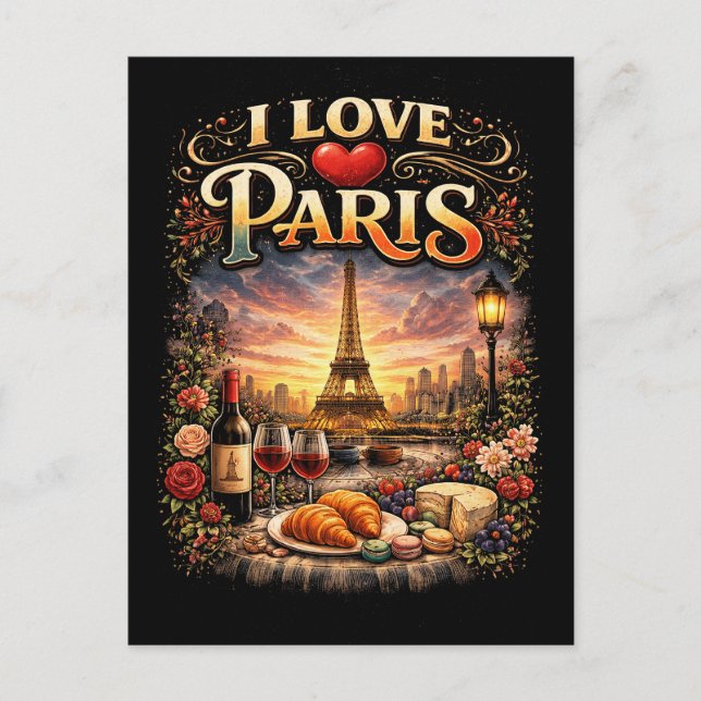 I Love Paris Postkarte (Vorderseite)