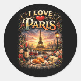 I Love Paris Runder Aufkleber