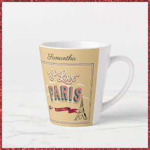 I love Paris Vintage Travel Poster Milchtasse