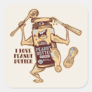 I LOVE PEANUT BUTTER QUADRATISCHER AUFKLEBER