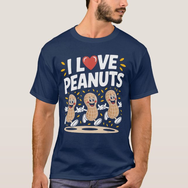 I Love Peanuts Fun Cartoon Design retro T-Shirt (Vorderseite)