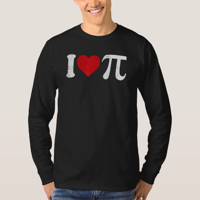 I Love Pi Day Cute Heart Math Symbols Teacher Stud T-Shirt (Vorderseite)