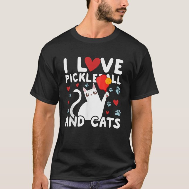 I Love Pickleball Cats White Cat Fitness Workout G T-Shirt (Vorderseite)
