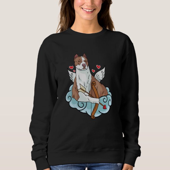 I Love Pitbulls Cupid Pitbull Dog Valentines Day P Sweatshirt (Vorderseite)
