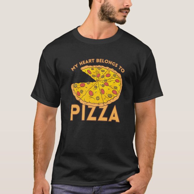 I Love Pizza Heart Valentines Day Premium_4 T-Shirt (Vorderseite)