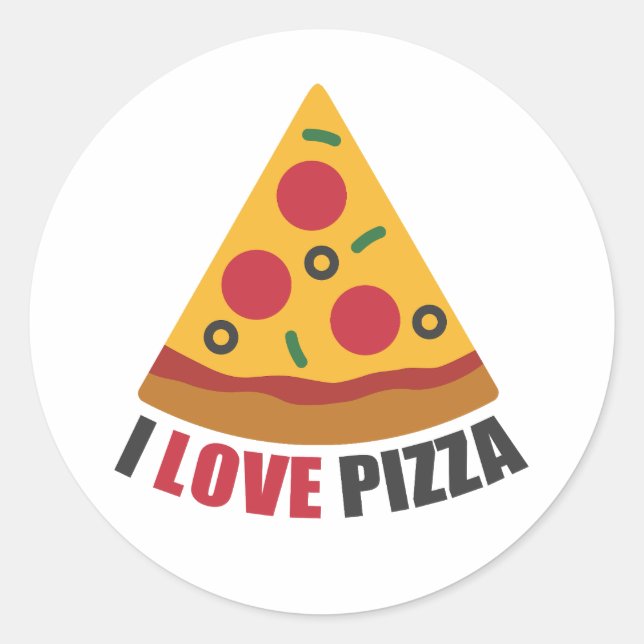 I LOVE PIZZA RUNDER AUFKLEBER (Vorderseite)