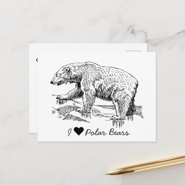 I Love Polar Bears Postkarte (Vorderseite/Rückseite Beispiel)