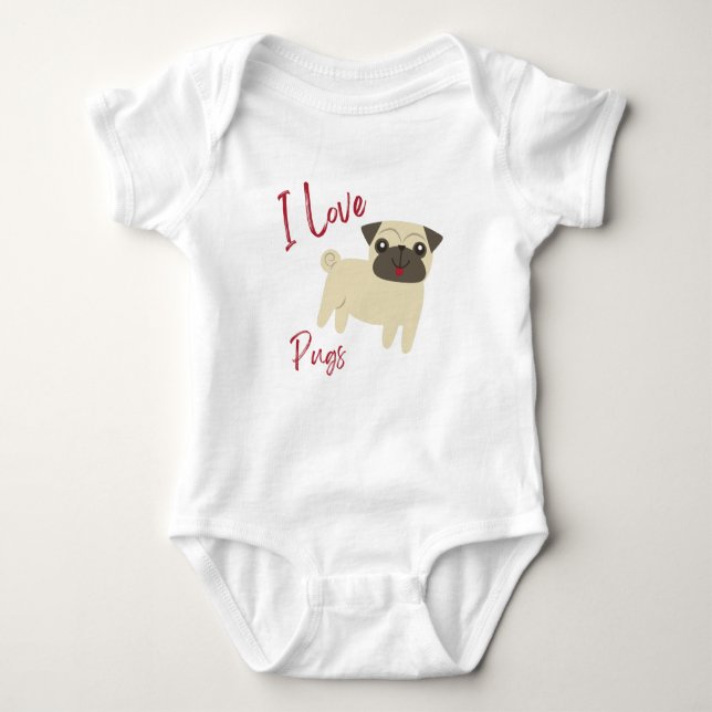 I Love Pugs Baby Strampler (Vorderseite)