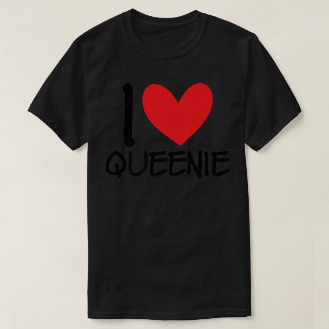 I Love Queenie Name Heart Personalized Guy BFF Fri T-Shirt (Design vorne)