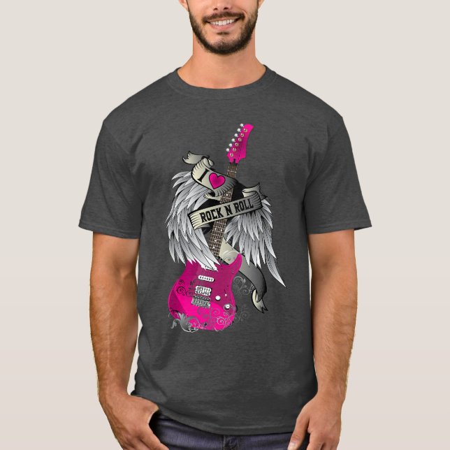 I Love Rock and Roll Guitar Angel Wings boy T-Shirt (Vorderseite)