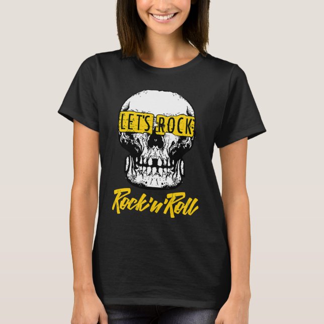 I Love Rock Music Cool Rock & Roll Skull Outfit Gr T-Shirt (Vorderseite)