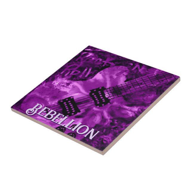 I Love Rock 'N Roll Electric Guitar Personalized Fliese (Seite)