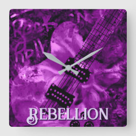 I Love Rock 'N Roll Electric Guitar Personalized Quadratische Wanduhr