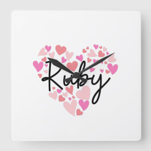I love Ruby Quadratische Wanduhr
