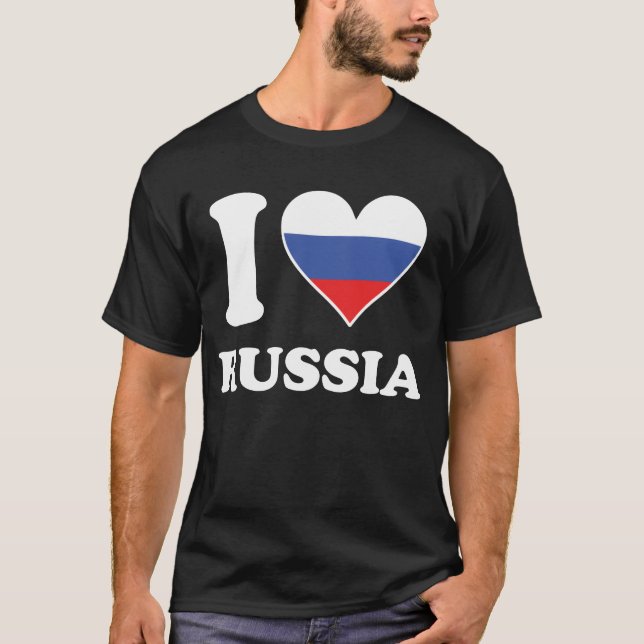 I Love Russia Russian Flag Heart funny T-Shirt (Vorderseite)