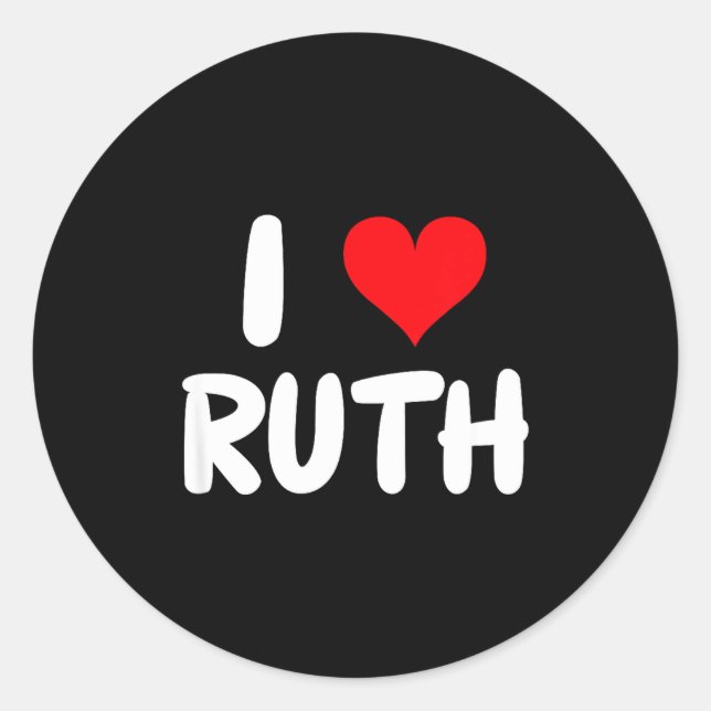 I Love Ruth - Heart - Name  Runder Aufkleber (Vorderseite)