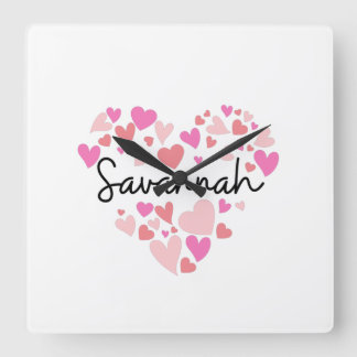 I love Savannah Quadratische Wanduhr