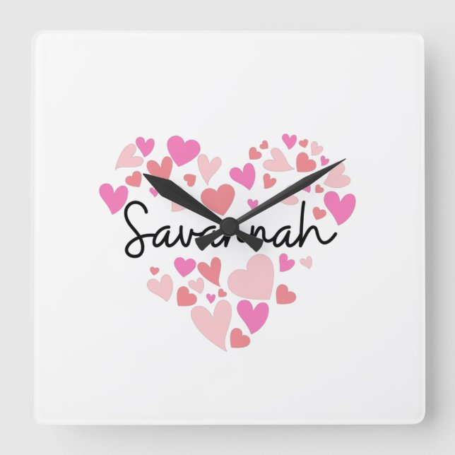 I love Savannah Quadratische Wanduhr (Vorderseite)