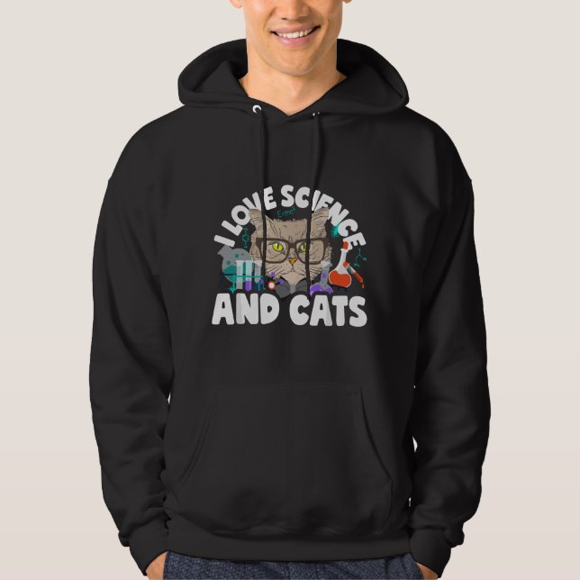 I Love Science & Cats Cute Kitty Cat Feline Studen Hoodie (Vorderseite)