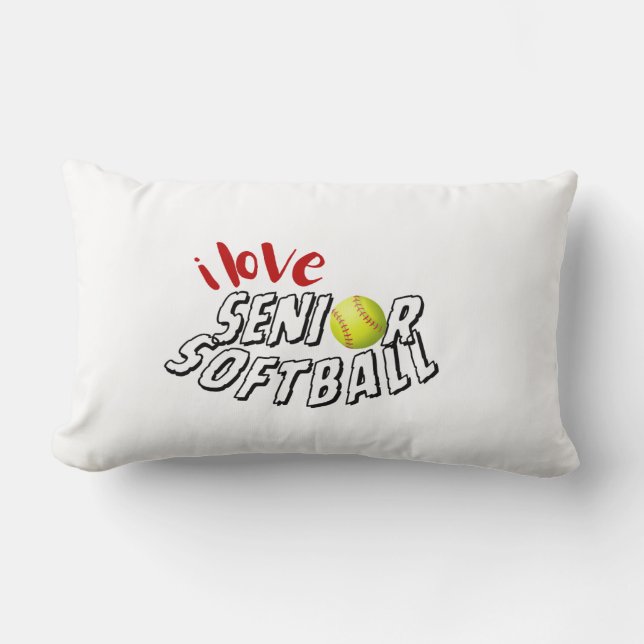 I Love Senior Softball Throw Pillows Lendenkissen (Vorderseite)