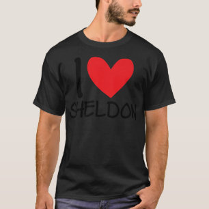 I Love Sheldon Name Heart Personalized Men Guy BFF T-Shirt