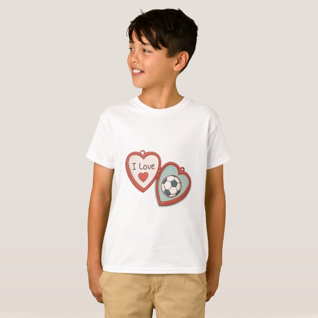 I Love Soccer Locket T-Shirt (Vorne ganz)