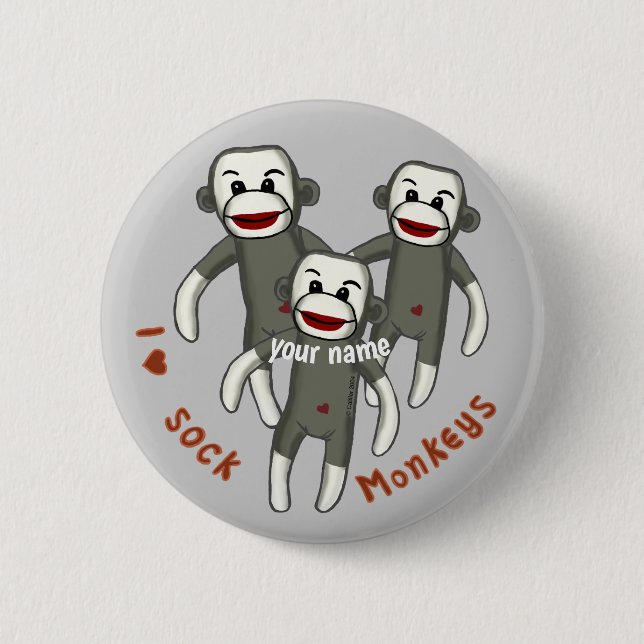I Love Sock Monkeys Button (Vorderseite)