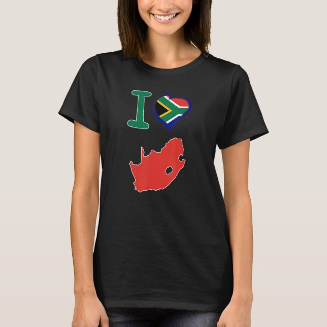 I love South Africa S African flag in shape of a h T-Shirt (Vorderseite)