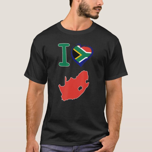 I love South Africa S African flag in shape of a h T-Shirt (Vorderseite)