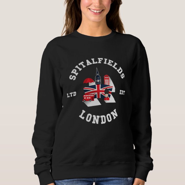 I Love SPITALFIELDS London City Flag Badge Sweatshirt (Vorderseite)