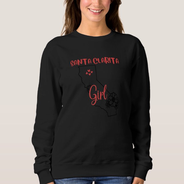 I Love State Of California Flower Outline Santacla Sweatshirt (Vorderseite)