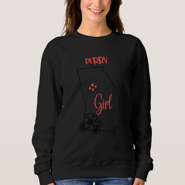 I Love State Of Georgia Flower Outline Perry City  Sweatshirt (Vorderseite)
