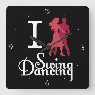 I Love Swing Dancing Quadratische Wanduhr