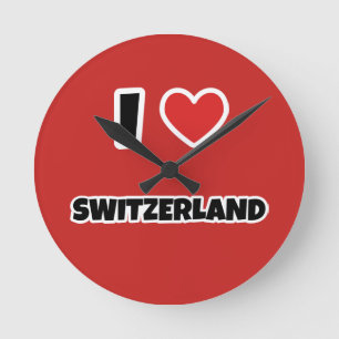 I love Switzerland Runde Wanduhr
