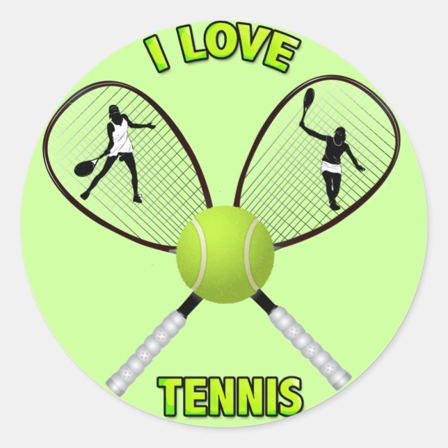 I LOVE TENNIS RUNDER AUFKLEBER (Vorderseite)