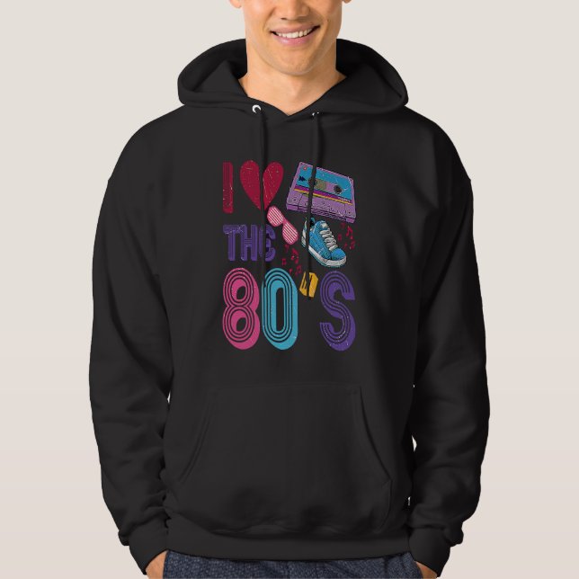 I love The 80's Retro 80's Girl Costume Men Women Hoodie (Vorderseite)