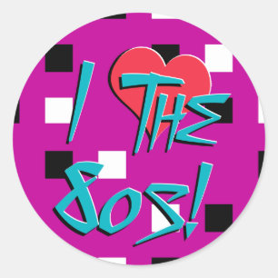 I Love The 80s! Runder Aufkleber