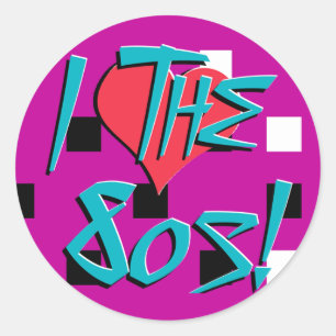 I Love The 80s! Runder Aufkleber