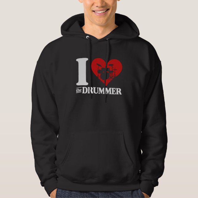 I Love The Drummer Cute I Heart The Drummer Wife G Hoodie (Vorderseite)